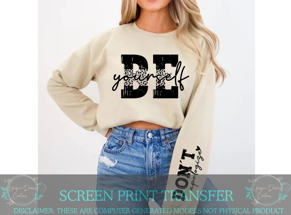 Single Color Screen Print Transfer - Be Yourself Cheetah