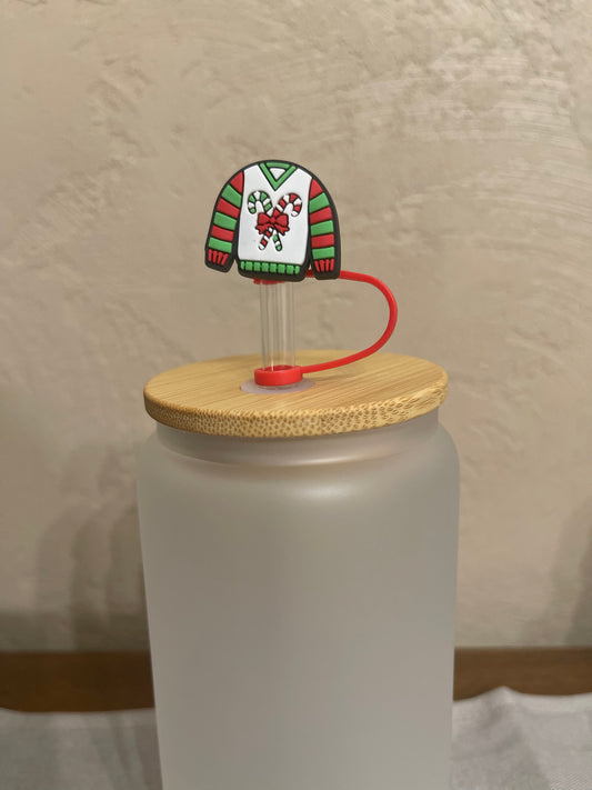 Candy Cane Ugly Sweater Straw Topper