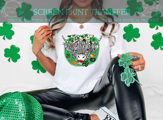 Full Color Screen Print Transfer - Cow St. Patrick’s