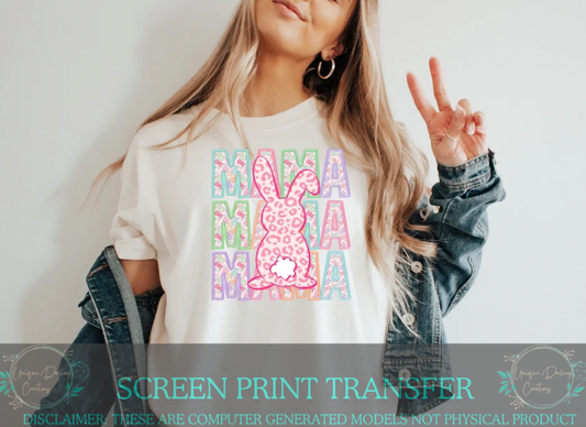 Full Color Screen Print Transfer - Mama Bunny