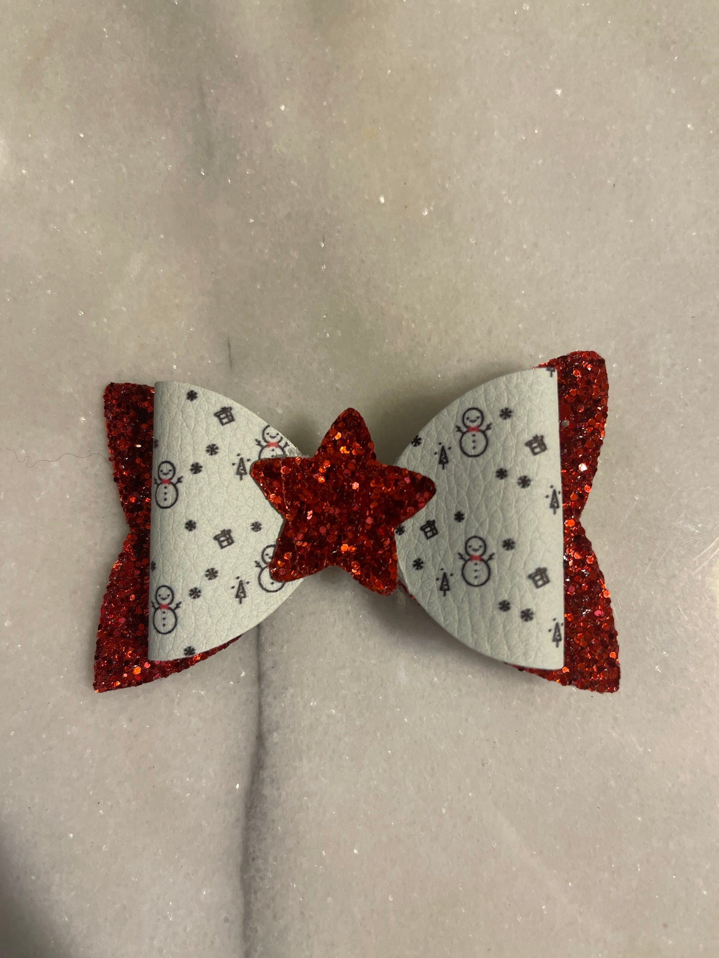 Sparkle Red Snowman Bow