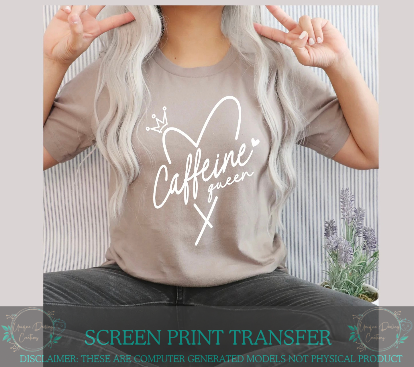 Single Color Screen Print Transfer - Caffeine Queen