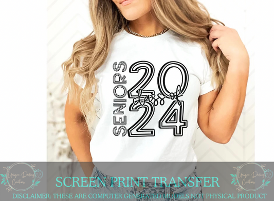 Single Color Screen Print Transfer - Seniors 2024