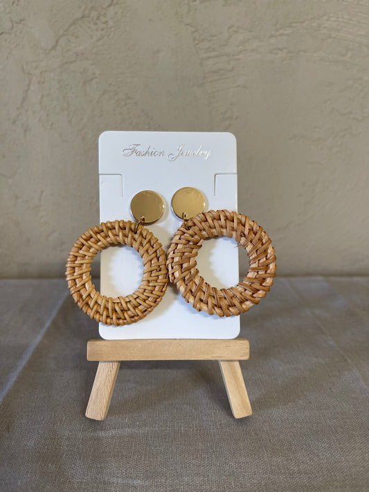 Brown Circle Weaving Earrings