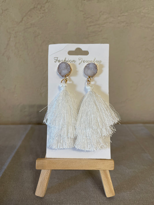 White Gem Earrings