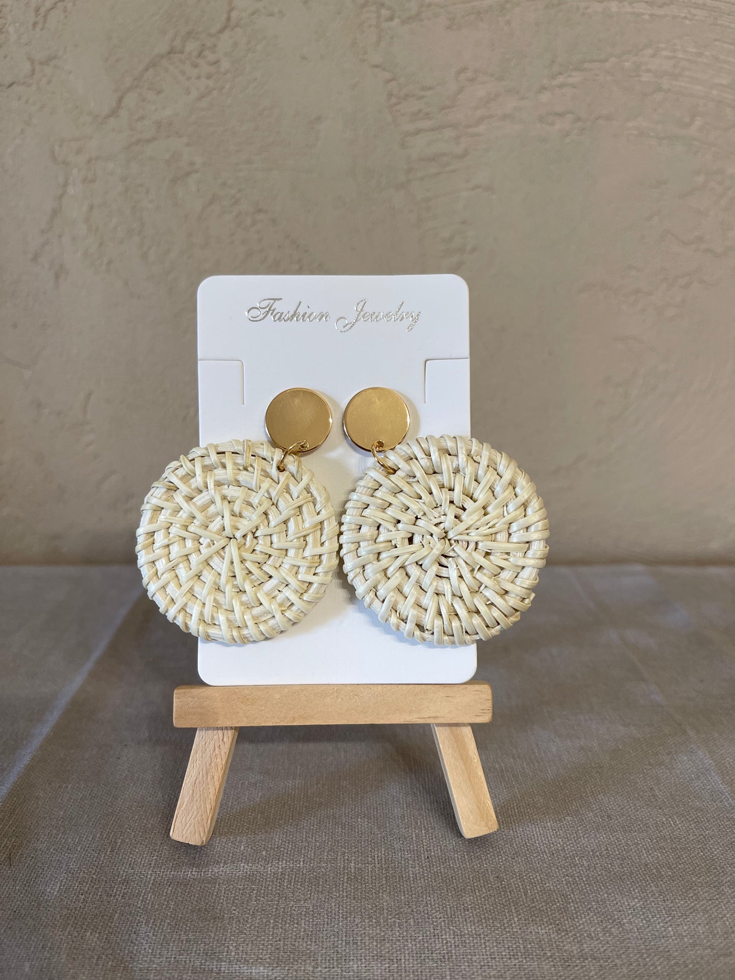 White Circle Weaving Earrings